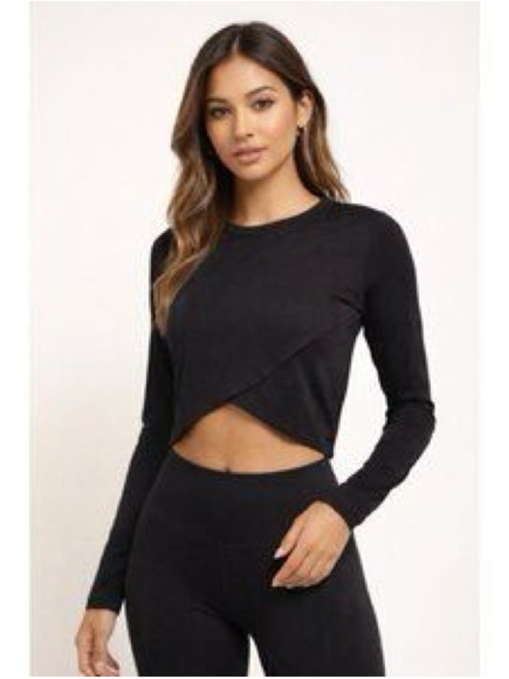 WILO The Label Cross Front Cropped Long Sleeve Activewear Top